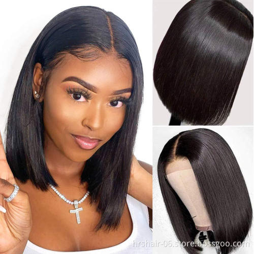 150% 180% 13*1 lace frontal bob wig Wholesale 100% sliky Raw Virgin Cuticle Aligned low price indian Human Hair